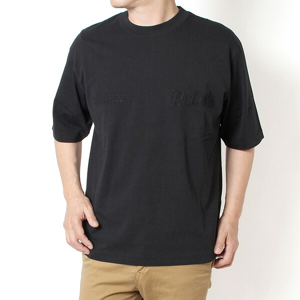 26SSモデルディースクエアード DSQUARED2 メンズ Tシャツ Rebels ロゴ刺しゅう【900 ブラック】S74GD1542 D20108 900/【2026SS】m-tops｜drawers（ドロワーズ）