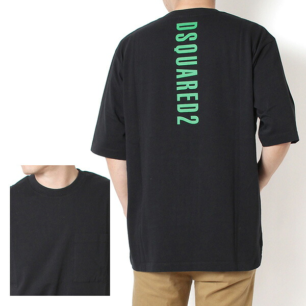 26SSモデルディースクエアード DSQUARED2 メンズ Tシャツ ポケット付き バーチカルロゴ【900 ブラック】S74GD1559 D20106 900/【2026SS】m-tops|drawers(ドロワーズ)