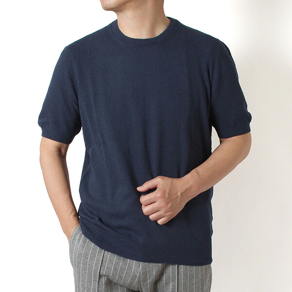 26SSモデルグランサッソ GRAN SASSO パイルＴシャツ【590 NAVY】57152 22106 590 NAVY/【2026SS】m-tops