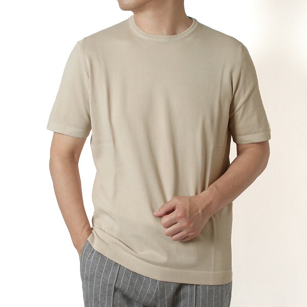 26SSモデルグランサッソ GRAN SASSO 12ゲージソフトコットン 編み物Ｔシャツ【012 BEIGE】58138 18120 012 BEIGE/【2026SS】m-tops