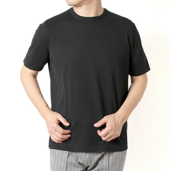 26SSモデルグランサッソ GRAN SASSO 12ゲージソフトコットン 編み物Ｔシャツ【099 BLACK】58138 18120 099 BLACK/【2026SS】m-tops