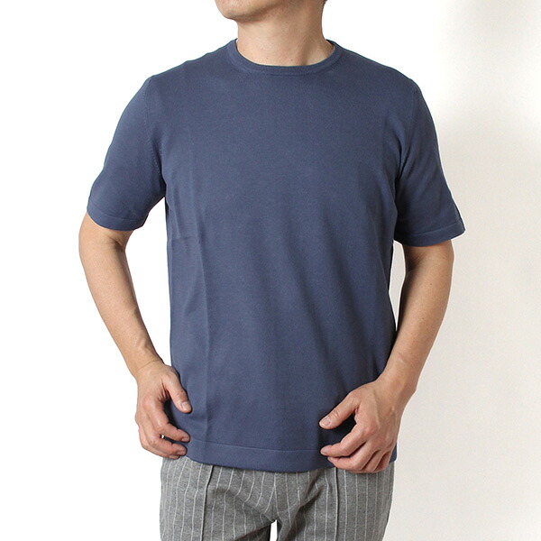 26SSモデルグランサッソ GRAN SASSO 12ゲージソフトコットン 編み物Ｔシャツ【584 BLUE】58138 18120 584 BLUE/【2026SS】m-tops