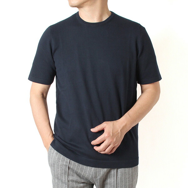 26SSモデルグランサッソ GRAN SASSO 12ゲージソフトコットン 編み物Ｔシャツ【598 NAVY】58138 18120 598 NAVY/【2026SS】m-tops