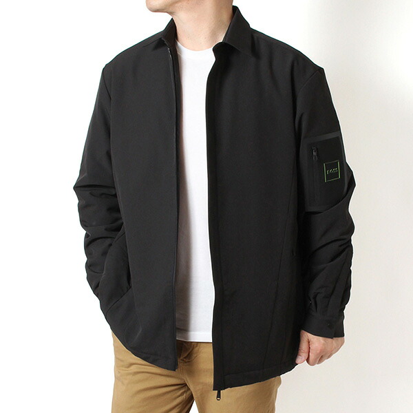26SSモデルヒューゴ・ボス HUGO BOSS メンズ ジップシャツ 中綿ジャケット ラバーロゴ【001 BLACK】50549978 001/【2026SS】m-tops|drawers(ドロワーズ)