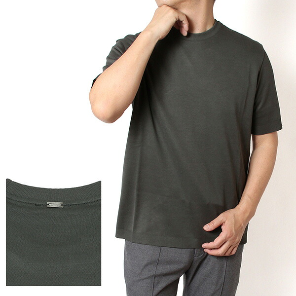 26SSモデルヘルノ HERNO メンズ ニットTシャツ メタルロゴプレート付き【9460 GRIGIO METAL】JG000206U 52059 9460/【2026SS】m-tops|drawers(ドロワーズ)