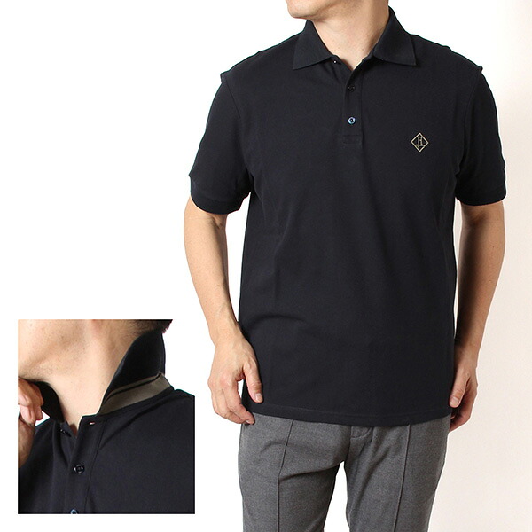 26SSモデルヘルノ HERNO メンズ 鹿の子ポロシャツ メタルロゴプレート付き【9200 BLU NAVY】JPL00135U 54005 9200/【2026SS】m-tops｜drawers（ドロワーズ）