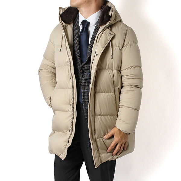 25AWモデルヘルノ HERNO メンズ アレンデール フェイクファースタンドカラー 落ち込む厚地の外套【ベージュ】PI001159U 12414Z 1980/【2025-26AW】m-outer