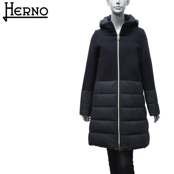 【楽天市場】ヘルノ HERNO ウール切替 フード付 ダウンコート【ネイビー】PI001564D 39601 9290/【2022-23AW ...