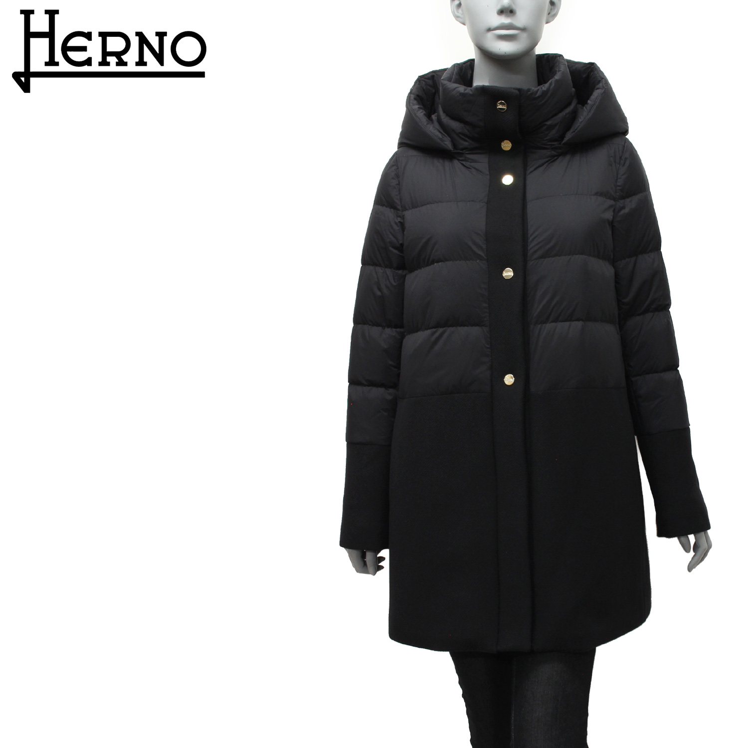 【楽天市場】ヘルノ HERNO ウール切替 フード付 ダウンコート【ブラック】PI001565D 33344 9300/【2022-23AW ...