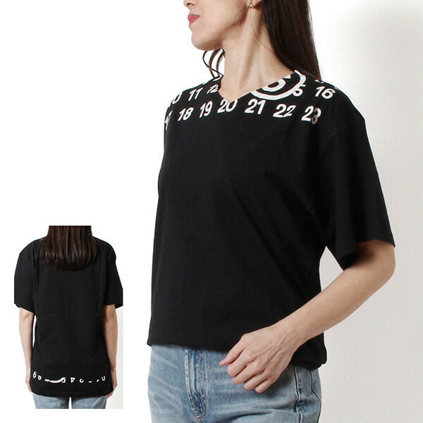 26SSモデルエムエムシックス MM6 Maison Margiela レディース キッズモデル ナンバリング ティーシャツ【黒いこと】M60986 MM02Y M6900/【2026SS】l-tops