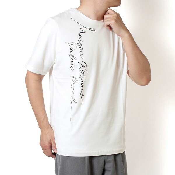 26SSモデルメゾン 狐狸 MAISON KITSUNE メンズ POETIC SCRIPT レギュラー填まるプルオーバー【P100 WHITE】QM00113KJ7036 P100/【2026SS】m-tops