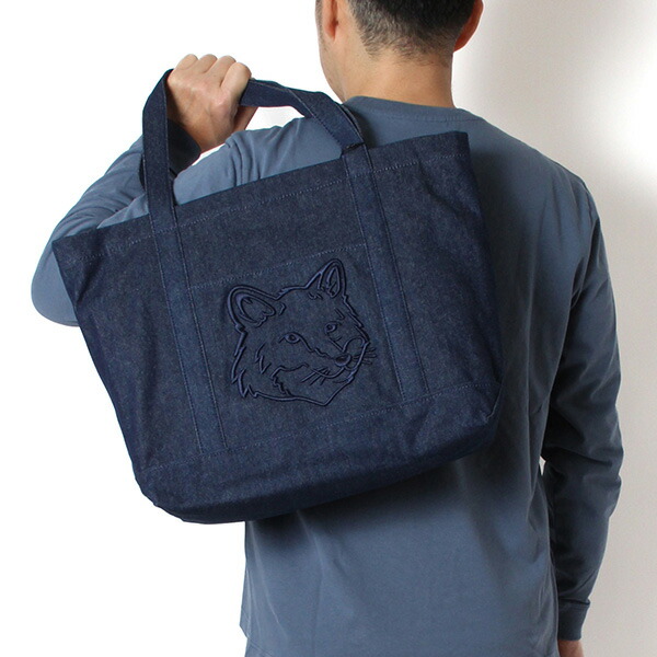25AWモデルメゾン 稲荷 MAISON KITSUNE メンズ 稲荷 上端 ラージトート【P470 INDIGO】LW05104WD4020 P470/【2025-26AW】m-bag