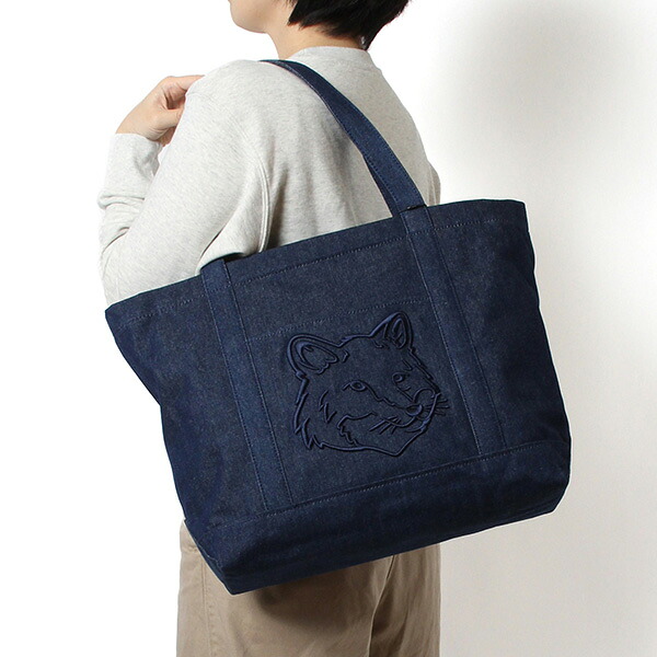 25AWモデルメゾン キツネ MAISON KITSUNE レディース フォックス ヘッド ラージトート【P470 INDIGO】LW05104WD4020 P470/【2025-26AW】l-bag｜drawers（ドロワーズ）