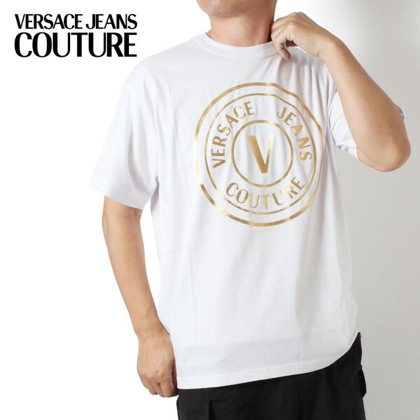 ヴェルサーチ VERSACE JEANS COUTURE レギュラーフィット Tシャツ 77UP601 R VEMBL THICK FOIL【WHITE/GOLD】 77GAHT01 CJ00T G03/【2024-25AW】m-tops