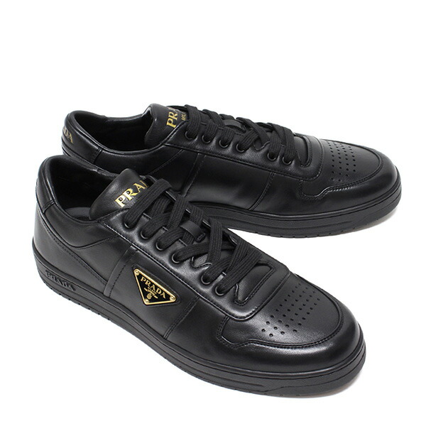 25AWモデルプラダ PRADA ダウンタウン トライアングルロゴ ナッパレザースニーカー【NERO】2EE364 038 F0002/【2025-26AW】m-shoes｜drawers（ドロワーズ）