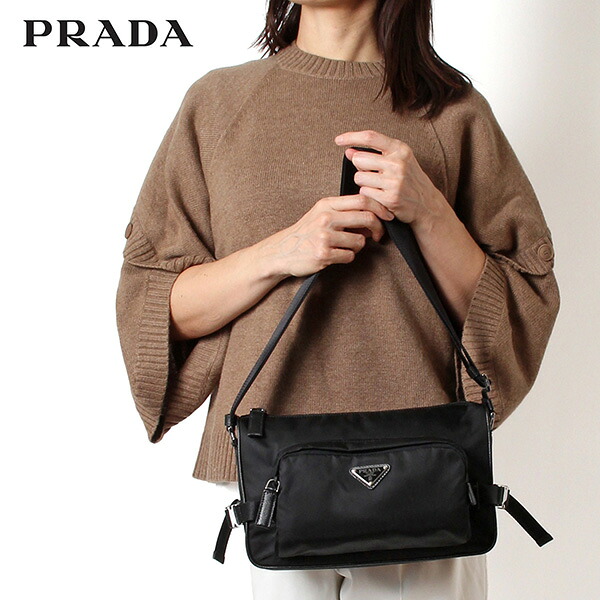 25AWモデル プラダ PRADA レディース ReNylon x サフィアーノレザー ショルダーバッグ ミディアム【NERO】 2VH192 2DMG F0002/【2025-26AW】l-bag
