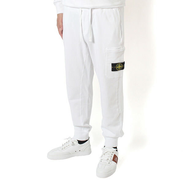 【ポイント祭】26SSモデルストーンアイランド STONE ISLAND バッジワッペン付き スウェットパンツ【V0001 WHITE】L1S156200021 S0051 V0001/【2026SS】m-bottoms