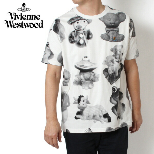 25SS新作モデル ヴィヴィアン・ウエストウッド Vivienne Westwood メンズ トイプリント CLASSIC Tシャツ【FIGURINE】 3G010013 FIGURINE/【2025SS】m-tops