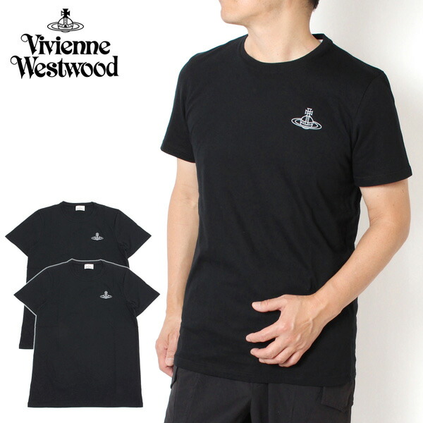25SS新作モデルヴィヴィアン・ウエストウッド Vivienne Westwood オーブプリント 2枚組 UNDERWEAR ティーシャツ【BLACK】81060008 BLACK/【2025SS】m-tops