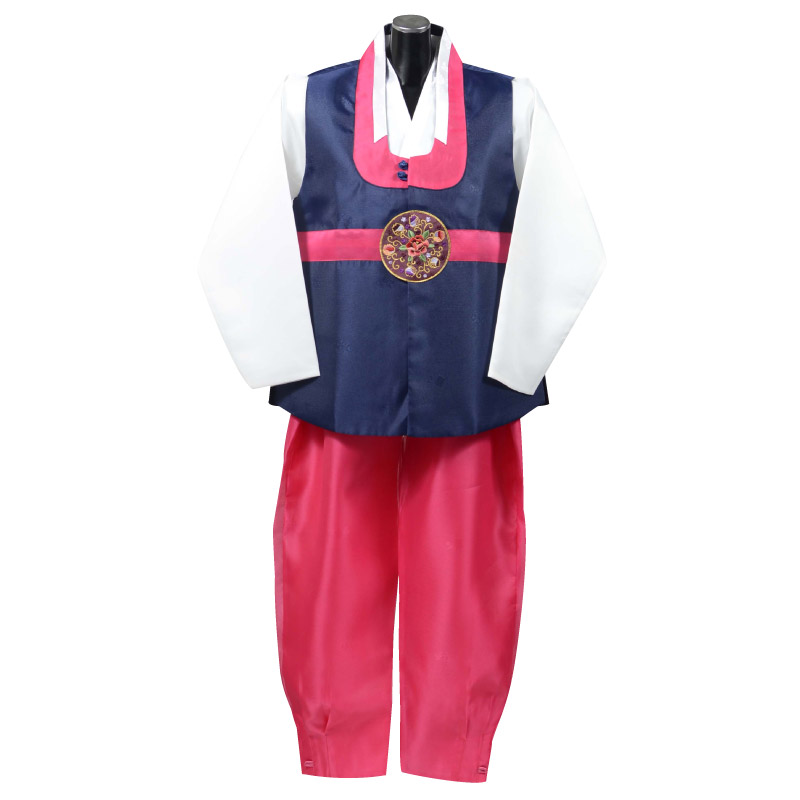 新商品入荷【送料無料】 韓国民族衣装 男性用 韓服 パジチョゴリ紺&times;ピンク 5015-6｜ドリームアイランド