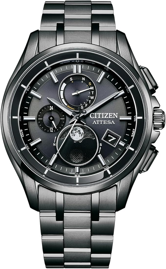 [CITIZEN] ウォッチ ATTESA (電磁波時辰儀/雨合羽/お月さま位相角) BY1006-62E チタン 軽さ ルナプログラム積み上げる 月齢見せびらかす 光発生エコ・運転 サファイア硝子 メンズ 商行為 アナログ 秒針 黒いこと 黒 黒文字盤 電磁波ソーラー