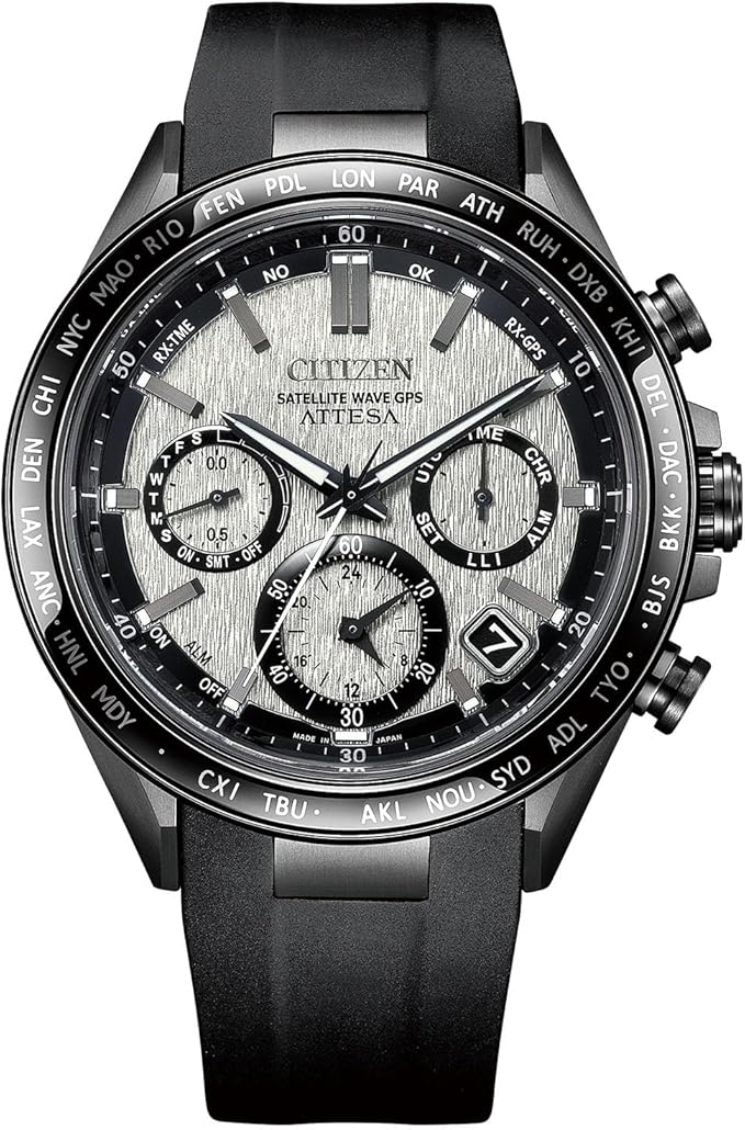 [CITIZEN] ウォッチ ATTESA (電磁波時辰儀/雨合羽/サファイアベゼル) メンズ クロノグラフ 光発生エコ・運転 GPS人工衛星電磁波時辰儀 サファイア硝子 チタン 商行為 アナログ 黒いこと パープル 電磁波ソーラー 日本製 (CC4055-14H 黒いこと(ウレタン)×メタリック)