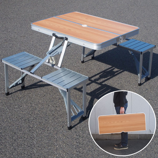 【楽天市場】アウトドアテーブル 椅子付き レジャーテーブル アルミテーブル 折り畳みテーブル：ドリームストア