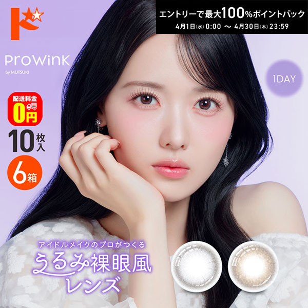 最大100%ポイントバック！4/30の23:59まで♪【送料無料】プロウィンク ProWink 10枚入 6箱セット カラコン ワンデー