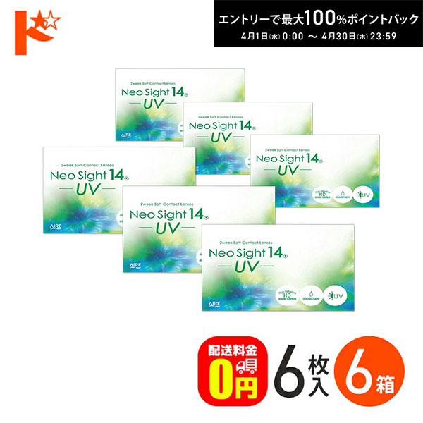 最大100%ポイントバック！4/30の23:59まで♪2week ネオサイト14UV 6箱セット コンタクトレンズ アイレ 両目9ヶ月分 2ウィーク 【送料無料】