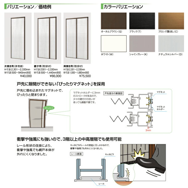 ストッパー 玄関 勝手口用の本格派 横引き網戸 ネット テラス用 木材 建築資材 設備 戸車 建具 しまえるんですa 張替え ロック 網戸 後付用 窓用 虫よけ フィルター しまえるんですa 巾aw940 高さah1730mm 片開き用 両側収納 リクシル Lixil 収納網戸 ドア