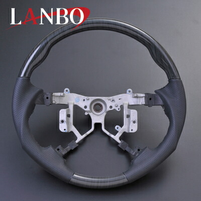 エスティマ ステアリング 50系 ブラックオークxブラックレザー ガングリップ LAMBO(ランボ) LS19