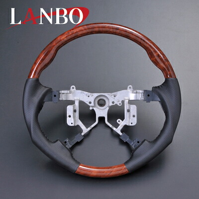 ノア/ヴォクシー ステアリング 70系 茶木目xブラックレザー ガングリップ LAMBO(ランボ) LS35