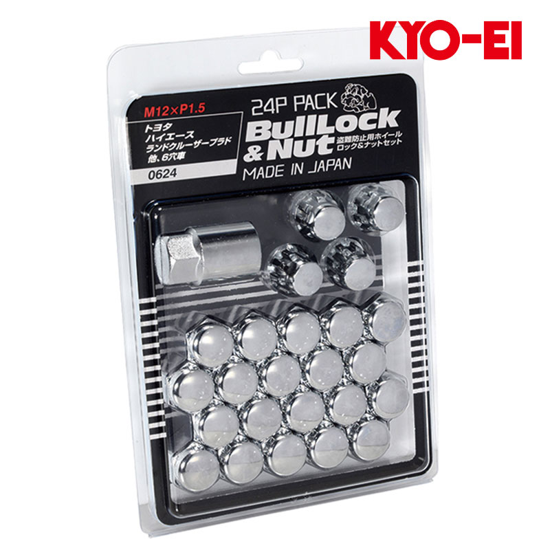 トライトン ホイールナット KB9T M12xP1.5 テーパー座用 ブルロック クローム 21HEX ロック&ナット24個入 KYO-EI(協永産業) 0624