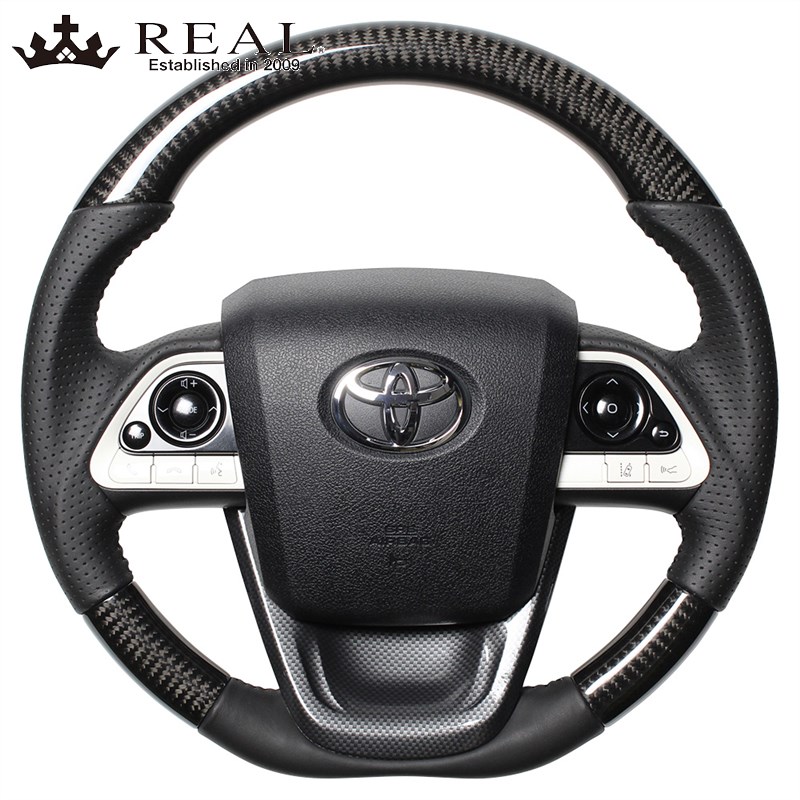 プリウス ステアリング 50系 H27 12 50 Bkc Bk Bkt レアル Real ブラックカーボン ブラックカーボンプリント