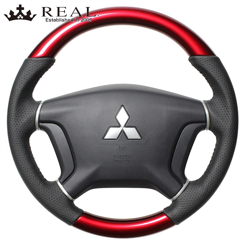 パジェロ ステアリング V80W系/V90W系 H18/10-R1/8 パールレッド REAL(レアル) D5-RDW-BK