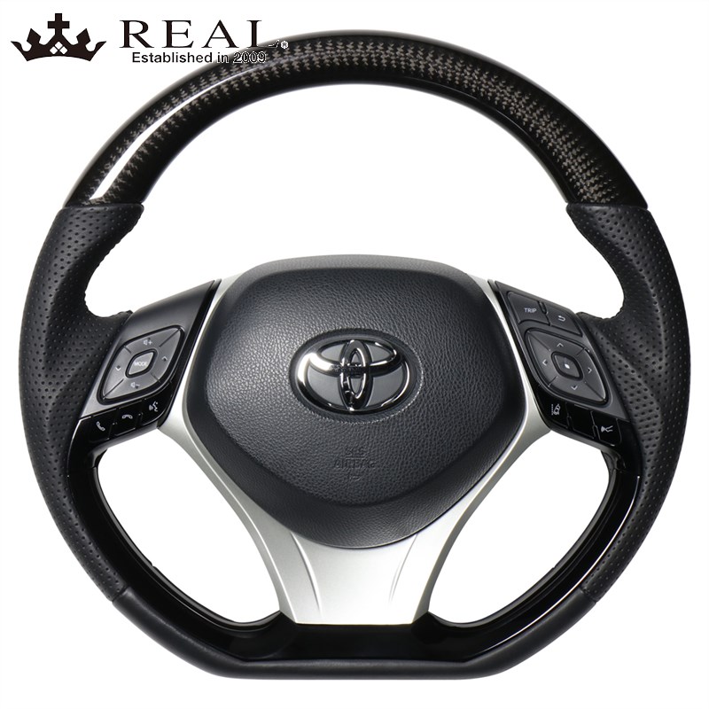 C-HR ステアリング 10系 50系 H28/12- ブラックカーボン+シルバー REAL(レアル) X10-BKC-PBP-SLP