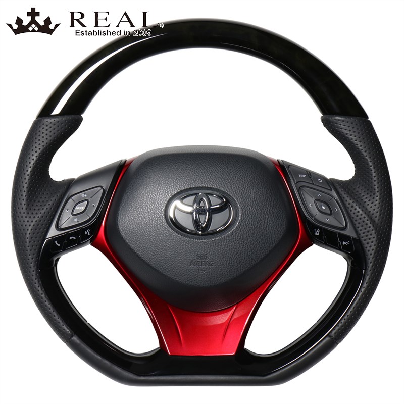 C-HR ステアリング 10系 50系 H28/12- ブラックウッド+パールレッド REAL(レアル) X10-BKW-PBP-RDP
