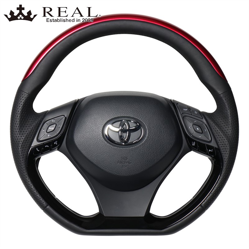 C-HR ステアリング 10系 50系 H28/12- パールレッドプレート&ピアノブラックバネル REAL(レアル) X10N-RDP-PBP|DREAMERS TRADING