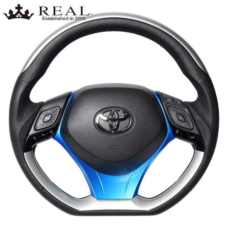 C-HR ステアリング 10系 50系 H28/12- シルバープレート+ブルー REAL(レアル) X10N-SLP-SLP-BLP
