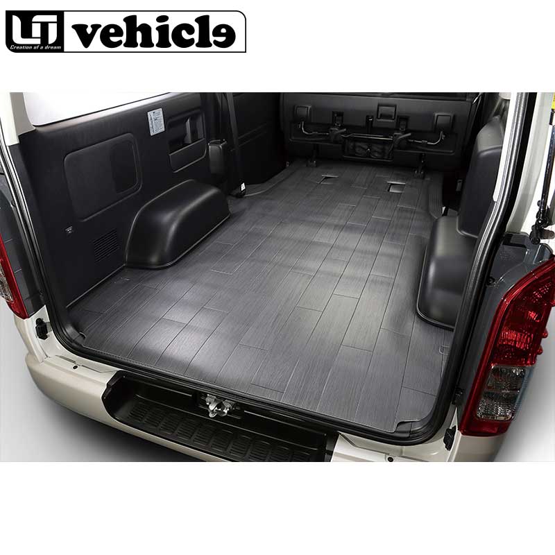 ハイエースワゴン カーゴマット 200系 ワゴンGL 黒カリン木目柄 ロングタイプ CFカーゴマット Uivehicle(ユーアイビークル)画像