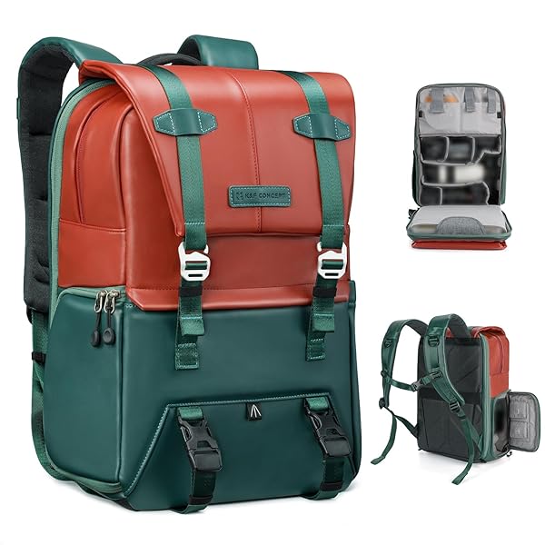 K＆F Concept 写真機御徒面子 今めかしい 写真機背嚢 カメラバックパック 2気室 20L 大電気容量 レインカバー付き添い人 映画化御徒面子 雨合羽 一眼二眼レフ/DSLR写真機/水晶体/16inパソコン/三脚架納める可 出張/旅する/映画化用御徒面子