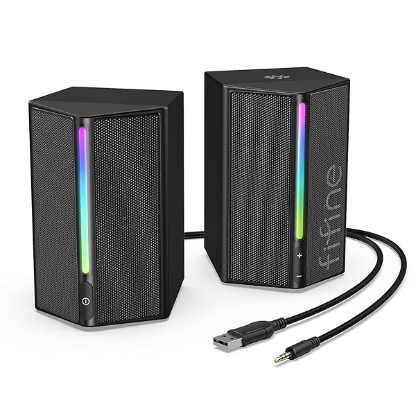 ゲーミングスピーカー 有線 3.5粍繋ぎ合わせる ステレオ金棒引き 重低音部 RGBともし火抑えつける能力のある USB給電 マイコン