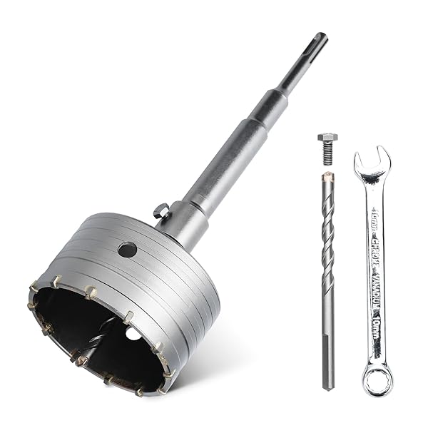 110mm コンクリートドリルビット(XL合金歯) 220mm SDS プラスシャンク+5個防塵袋付 き高強度タン