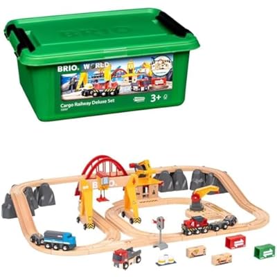 BRIO (ブリオ) WORLD カーゴレールデラックスセット [全54天下太平] 客体馬齢 3歳~ (電動鉄道車両 路面電車 手あそび 木製 軌跡) 33097