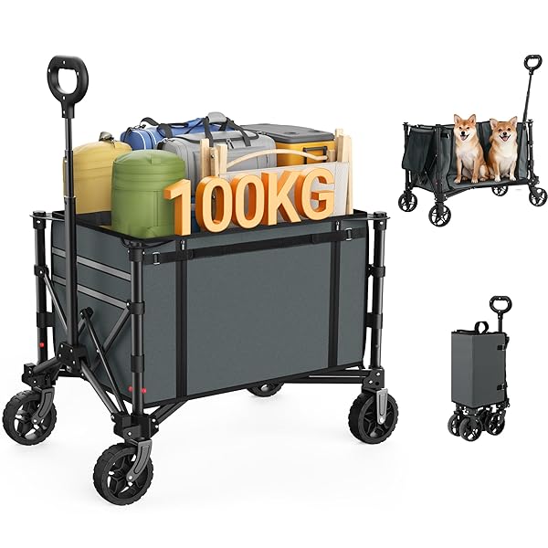 持ちはこび手押し車 アウトドア手押し車 耐荷重100kg 大静電容量120L キャンプカート ワンタッチ交わり 折