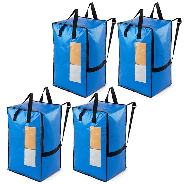 布団収納袋 大型収納袋 引越しバッグ 4個セット 背負える 特大容量 自立式 カバン ビッグバ画像