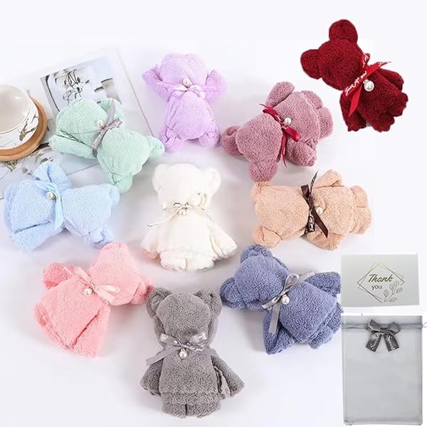 くまタオルベア ハンドタオル 可愛いタオルハンカチで作った手造りベアー 10個セット プチ画像