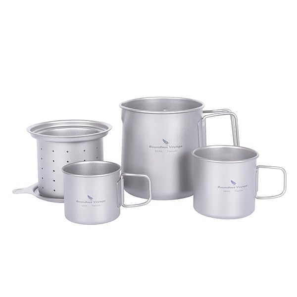 チタンマグカップ 500ml ミニ優勝杯2個 仕掛ける 茶こし付き添い人 蓋付き添い人 目盛り 折りたたみ手持ち部分