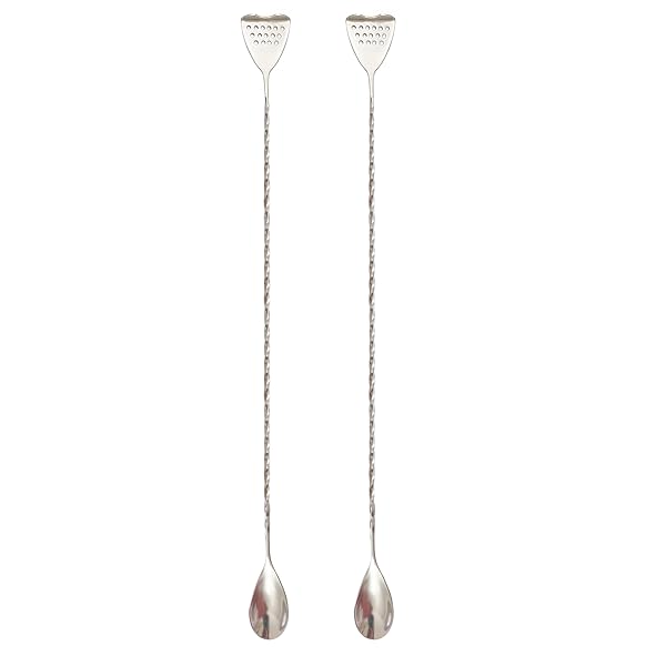 バースプーン、304ステンレス製、プロのバーテンダー向け、滑らかで高速回転 (40cmシルバーX2画像