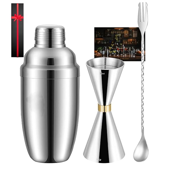 カクテルセット ステンレス製シェーカーセット バーテンダーの道具 計量カップ双頭バース画像